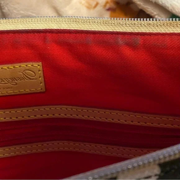 Dooney & Bourke Black and White Polka Dot Tote with Tan Straps - Picture 5 of 7